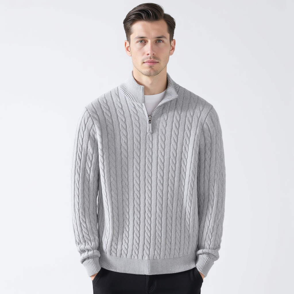 Caleb | Textured Zip Knit Sweater