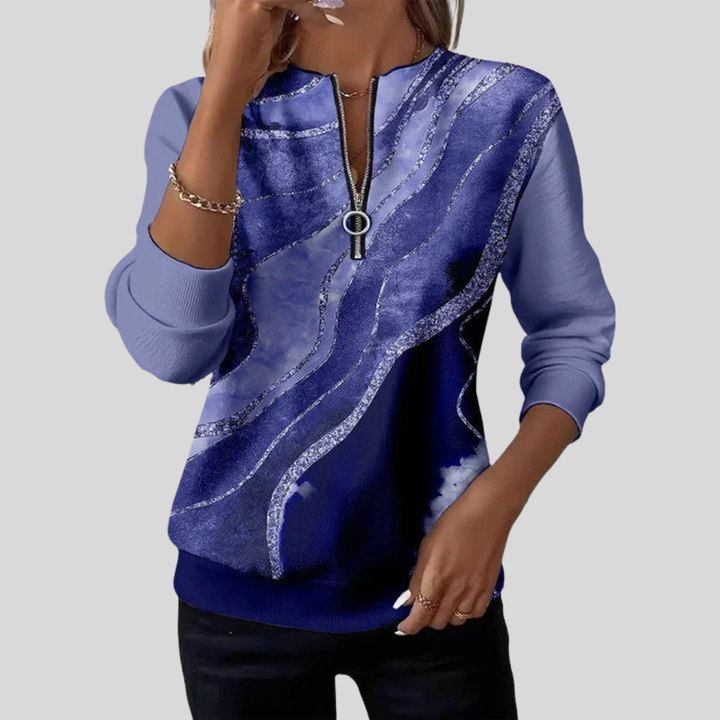 Opal | Marble Print Zip Sweatshirt