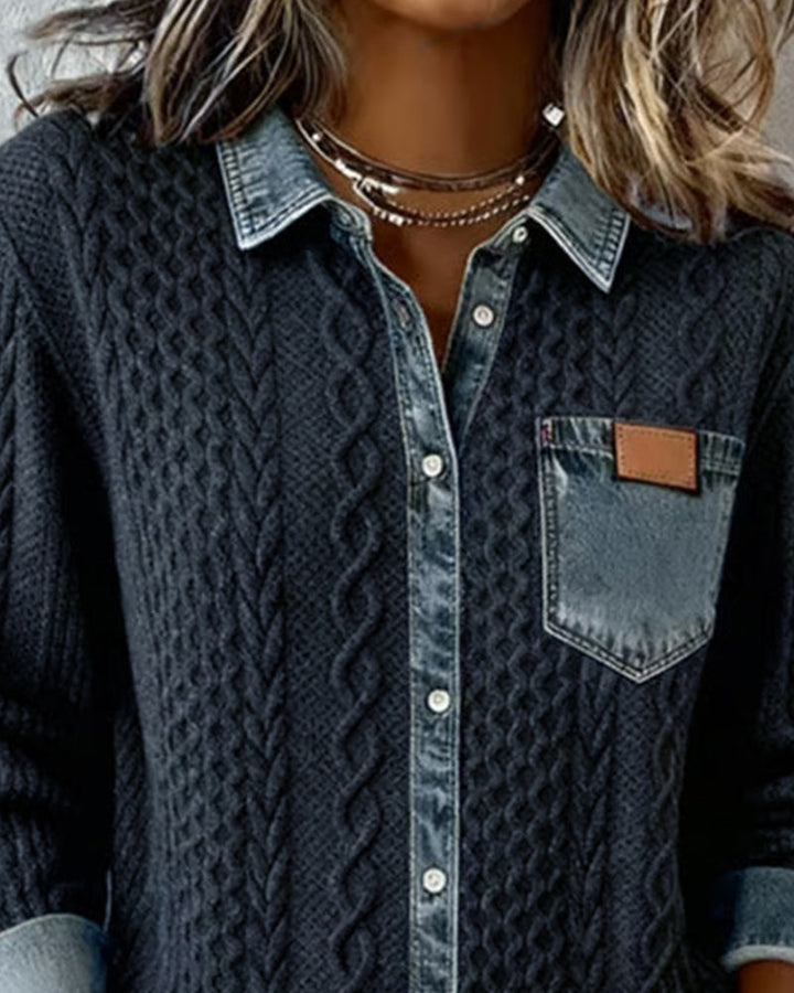 Maren | Twisted Knit Button-Front Shirt