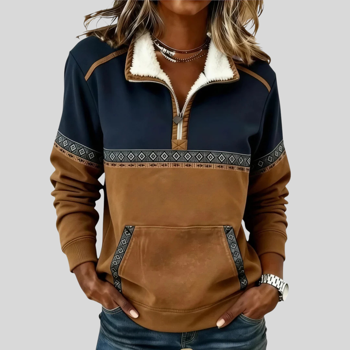 Greta | Bicolor Half-Zip Sweater