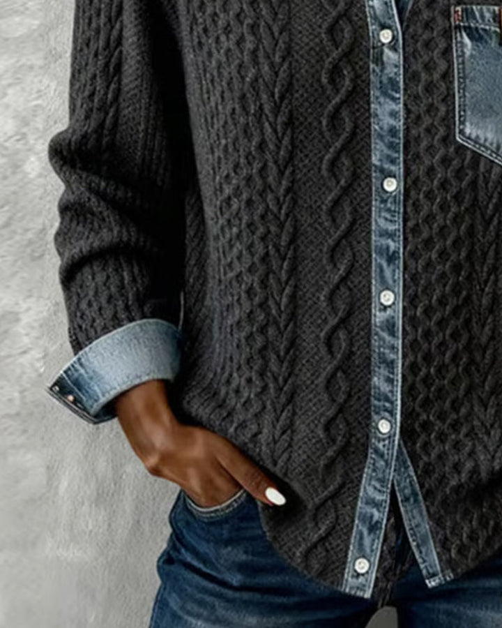 Maren | Twisted Knit Button-Front Shirt