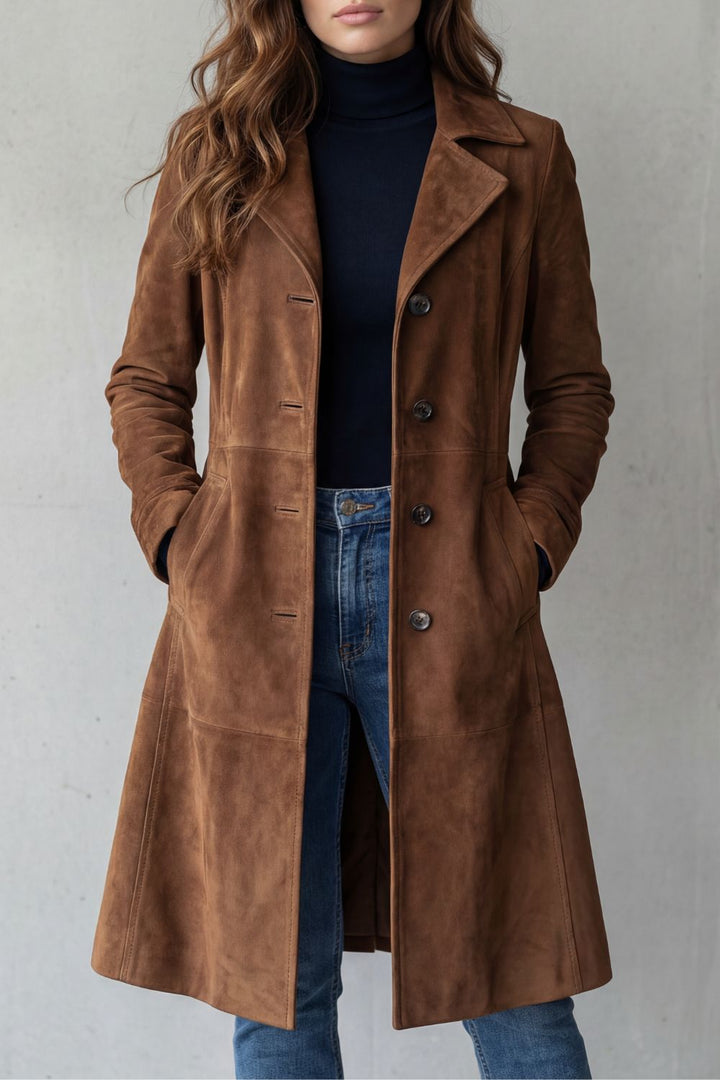 Whitney | Elegant Suede-Look Long Coat
