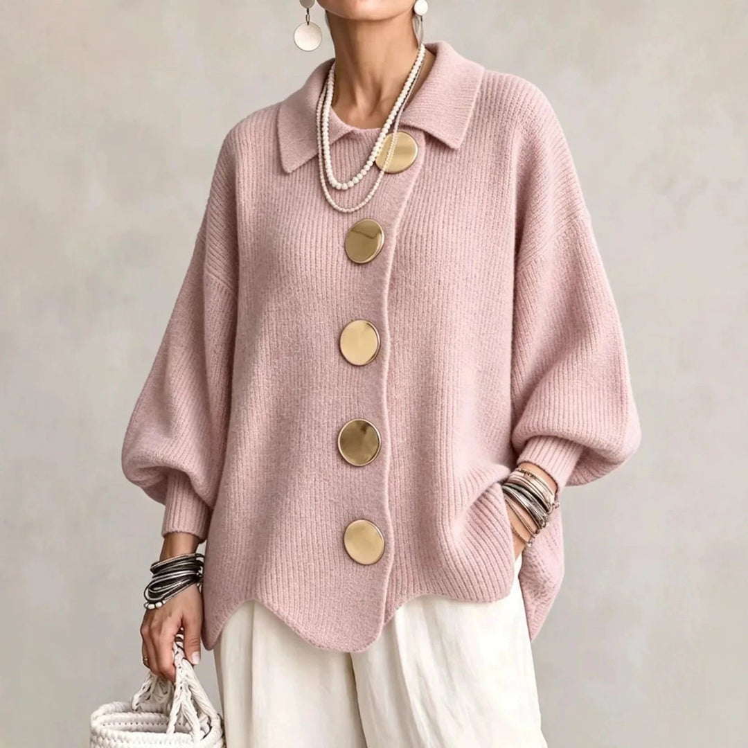 Joanna | Oversized Collared Button Cardigan