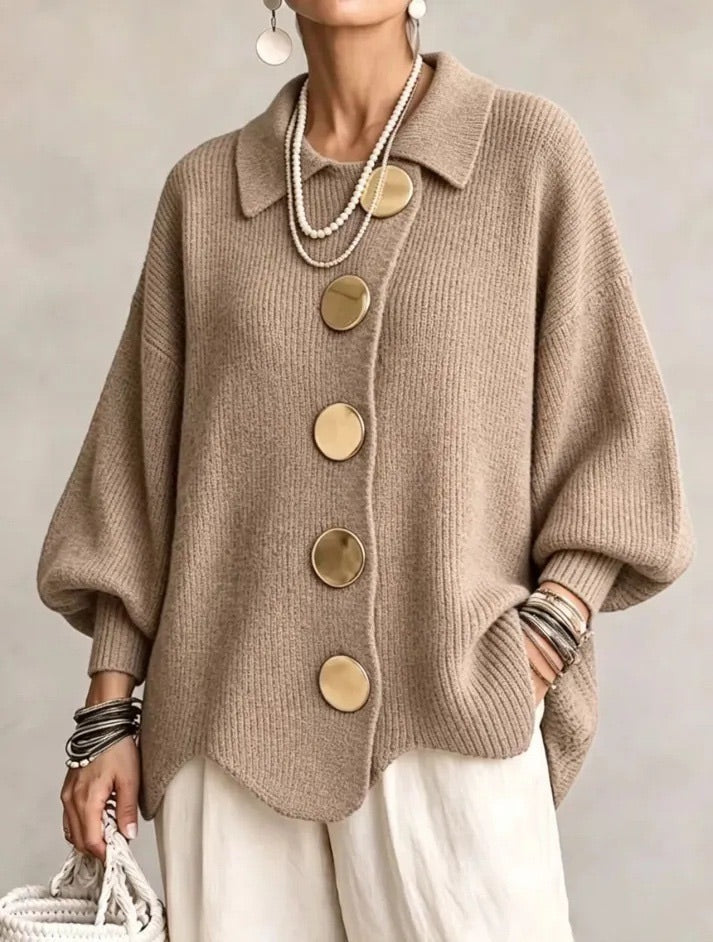 Joanna | Oversized Collared Button Cardigan