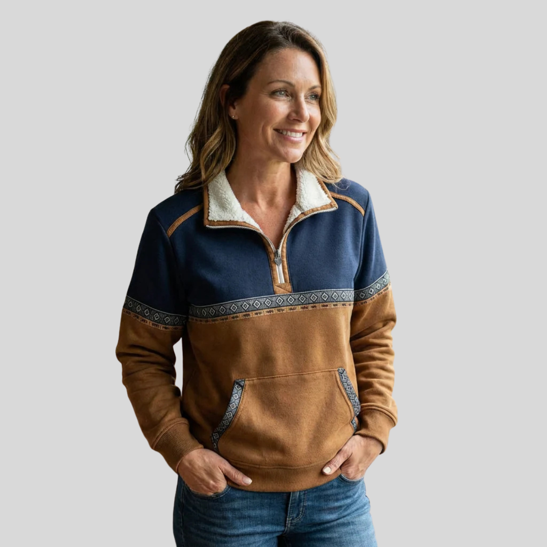 Greta | Bicolor Half-Zip Sweater