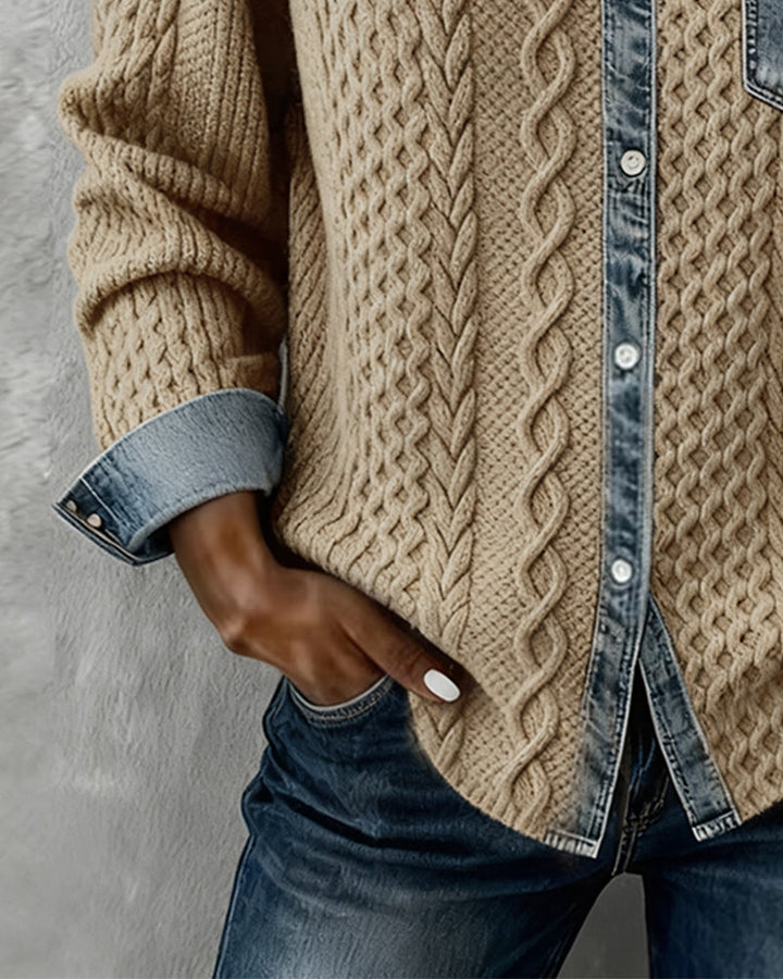 Maren | Twisted Knit Button-Front Shirt