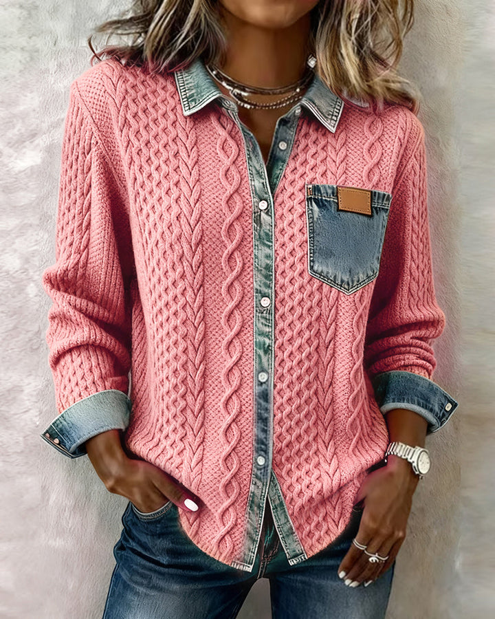 Maren | Twisted Knit Button-Front Shirt