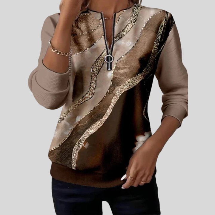 Opal | Marble Print Zip Sweatshirt