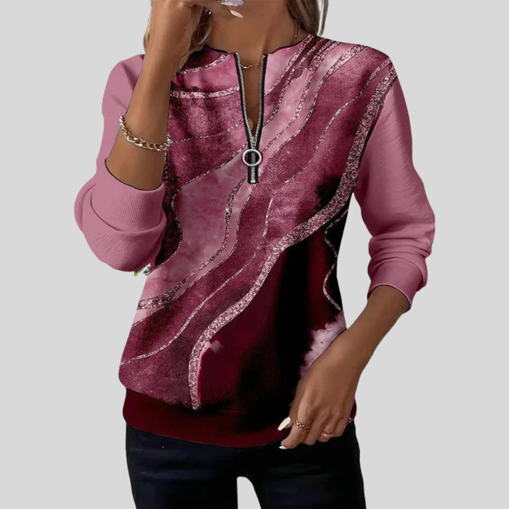 Opal | Marble Print Zip Sweatshirt