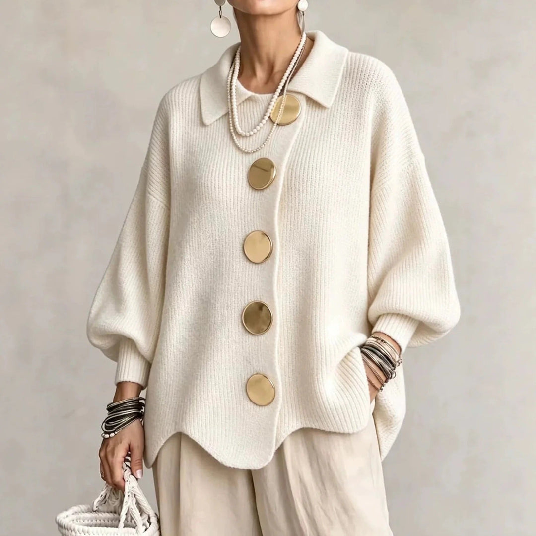 Joanna | Oversized Collared Button Cardigan