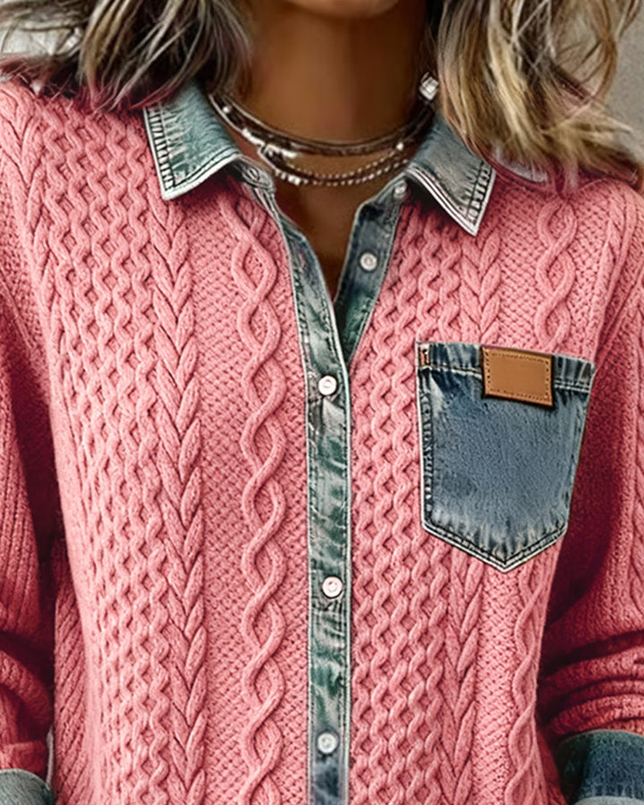 Maren | Twisted Knit Button-Front Shirt