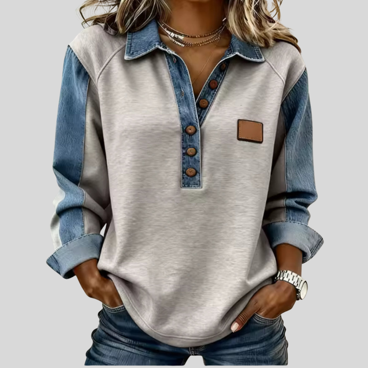 Dana | Two-Tone Buttoned Collar Sweater