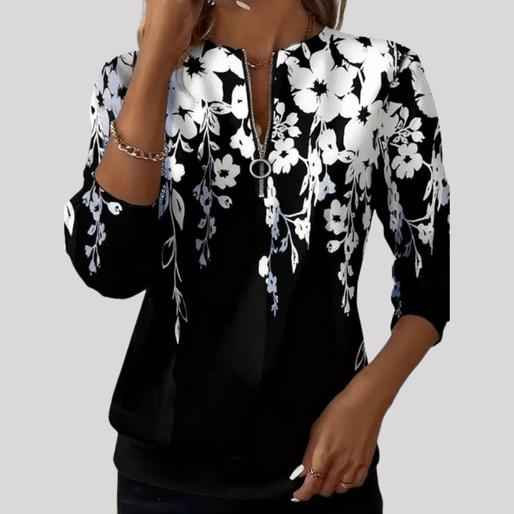Lila | Graphic Flower Zip Sweatshirt