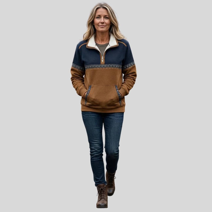 Greta | Bicolor Half-Zip Sweater