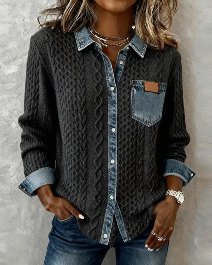 Maren | Twisted Knit Button-Front Shirt
