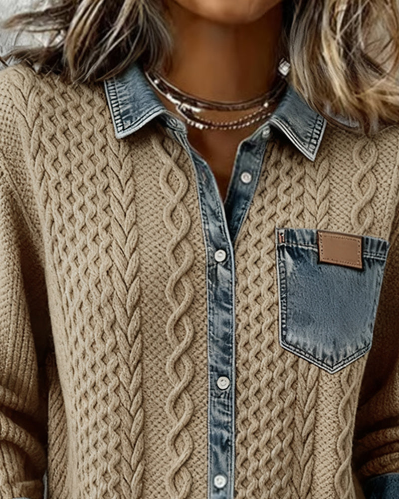 Maren | Twisted Knit Button-Front Shirt