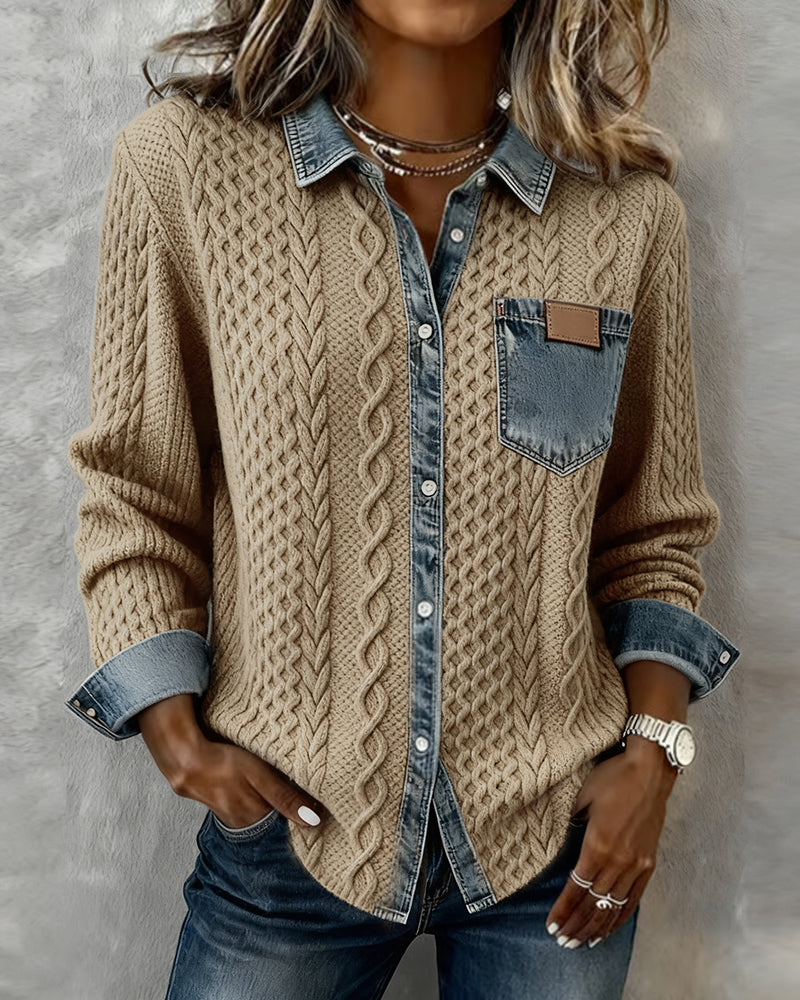 Maren | Twisted Knit Button-Front Shirt