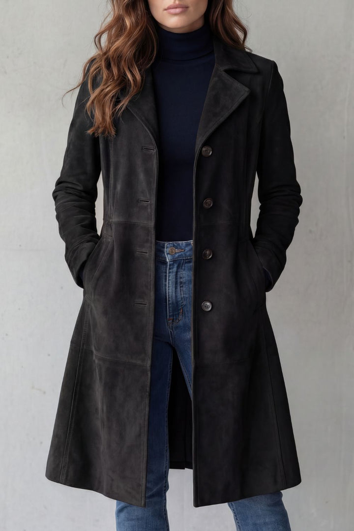 Whitney | Elegant Suede-Look Long Coat