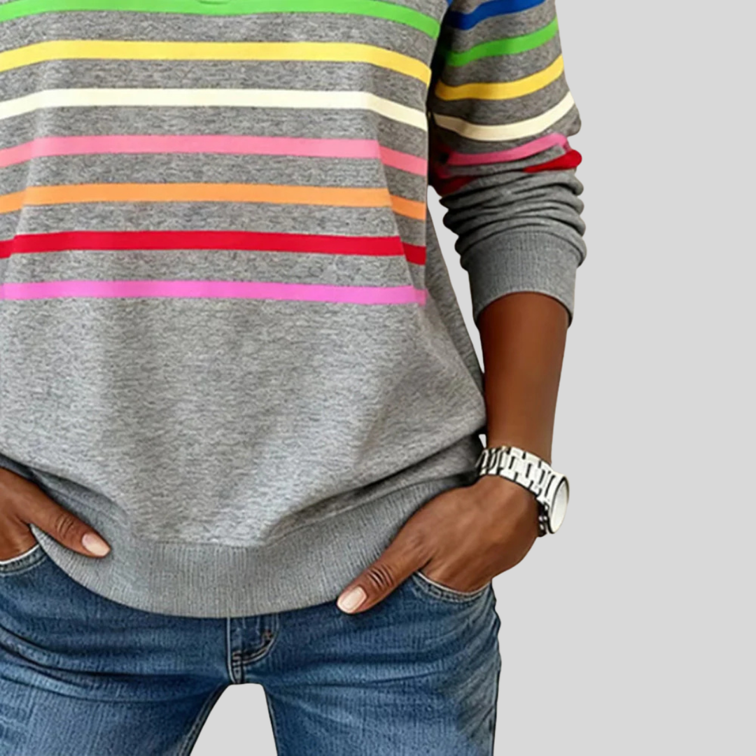 Cora | Multicolor Stripe Zip-Up Sweatshirt