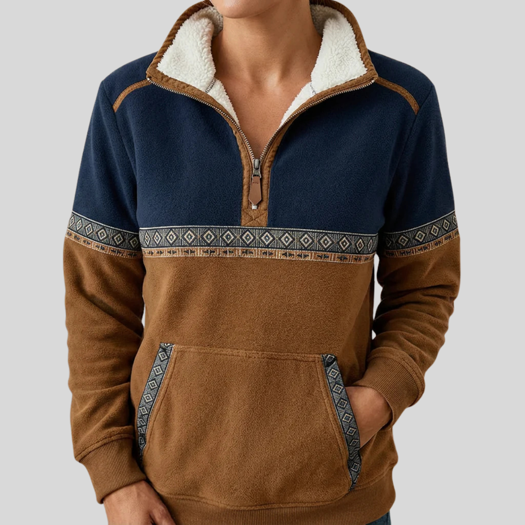 Greta | Bicolor Half-Zip Sweater