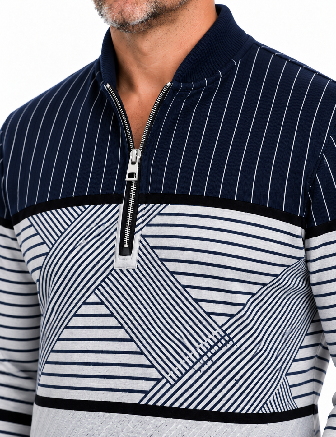 Preston | Geometric Block Half-Zip Sweater