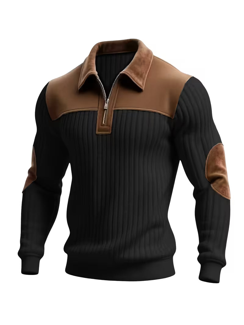 Clifford | Color-Block Zip Collar Sweater