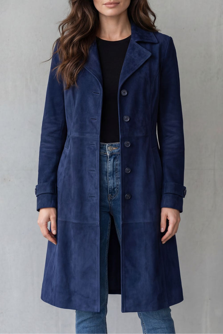 Whitney | Elegant Suede-Look Long Coat