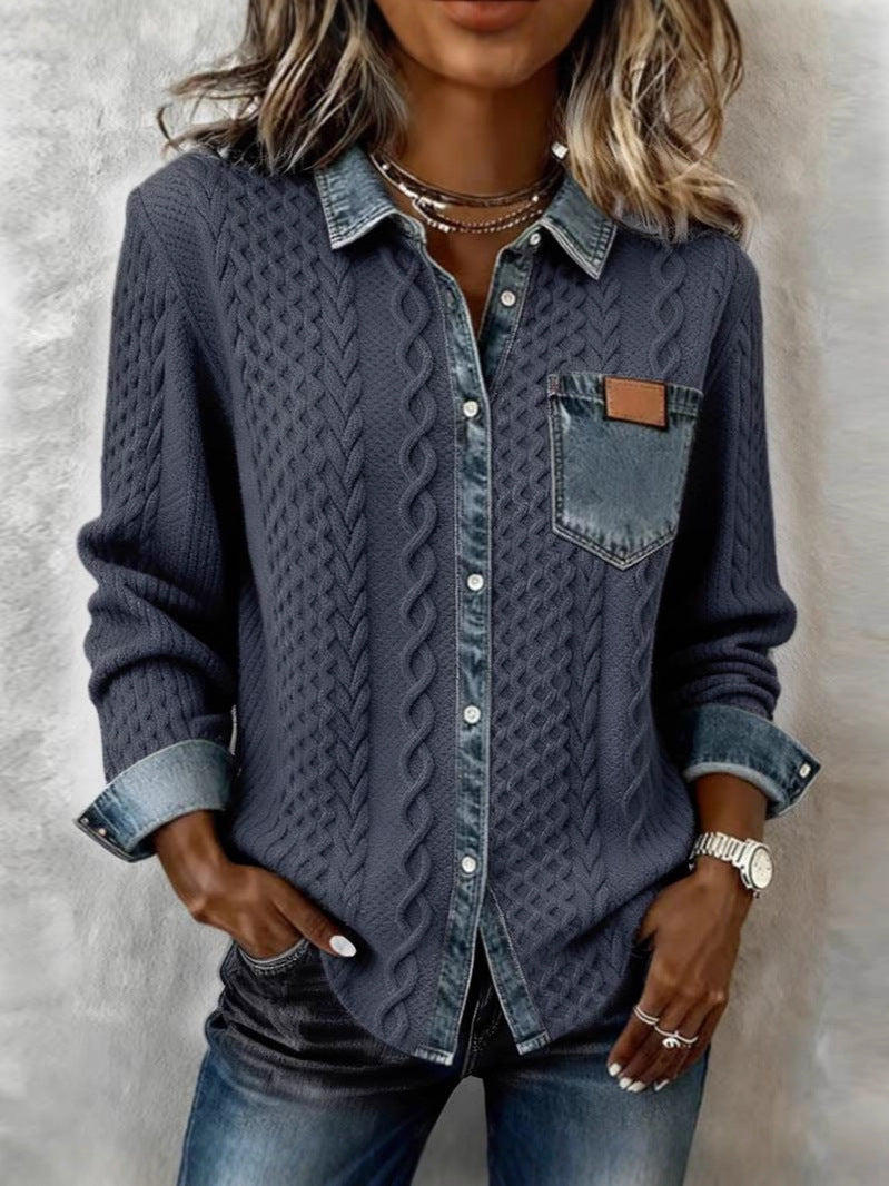 Maren | Twisted Knit Button-Front Shirt