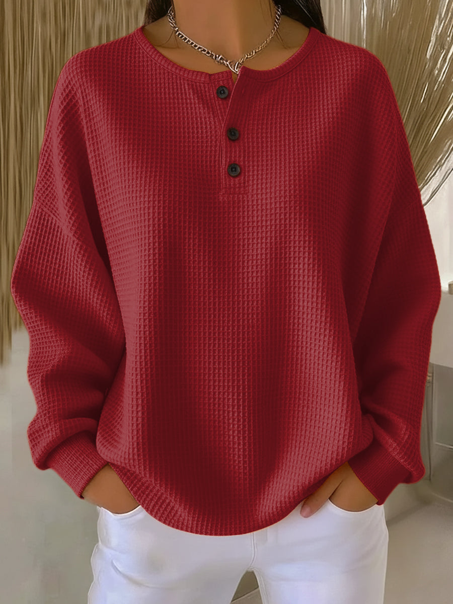 Emily | Waffle Knit Long Sleeve Top