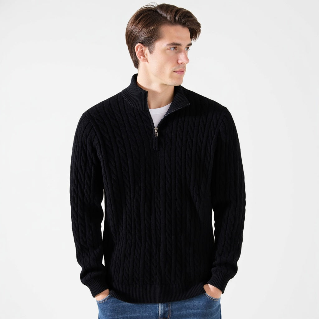Caleb | Textured Zip Knit Sweater