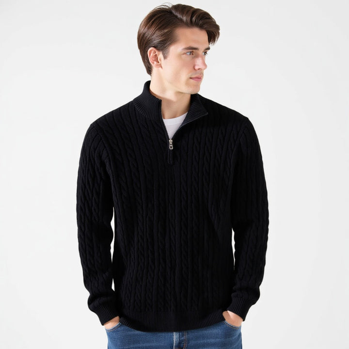 Caleb | Textured Zip Knit Sweater