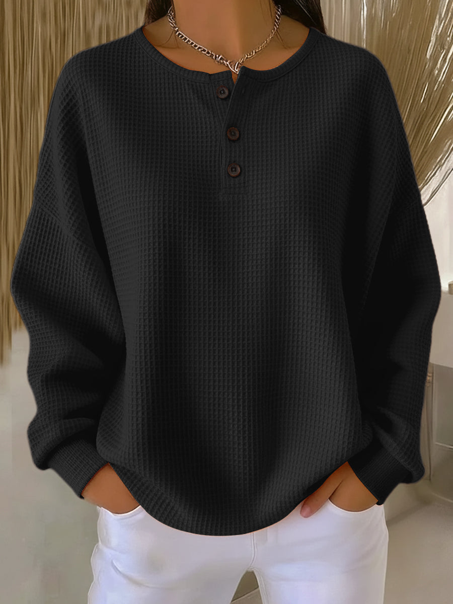 Emily | Waffle Knit Long Sleeve Top