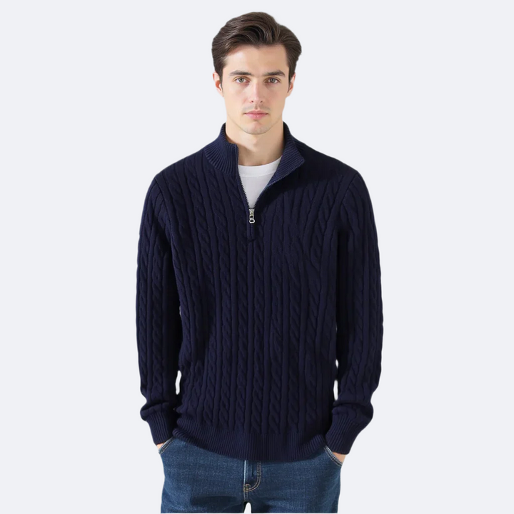 Caleb | Textured Zip Knit Sweater