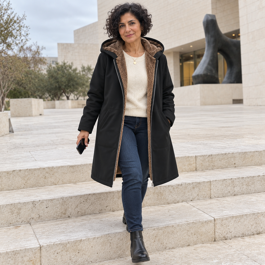 Iris | Cozy Sherpa-Lined Hooded Coat