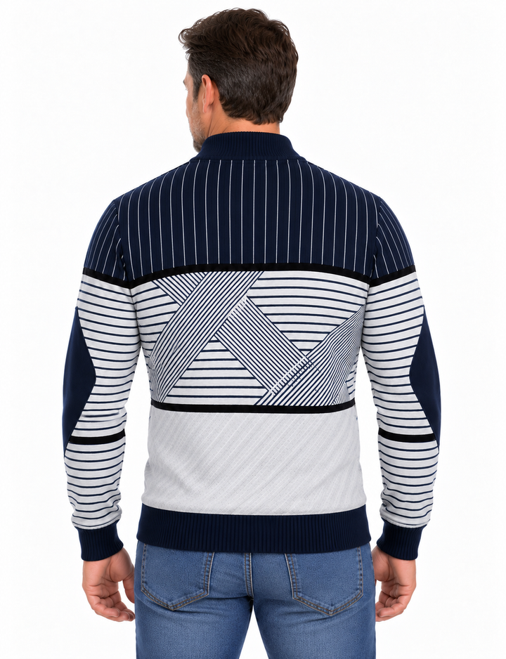 Preston | Geometric Block Half-Zip Sweater