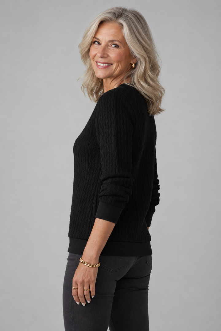 Fiona | Cable Knit Zip-Neck Sweater
