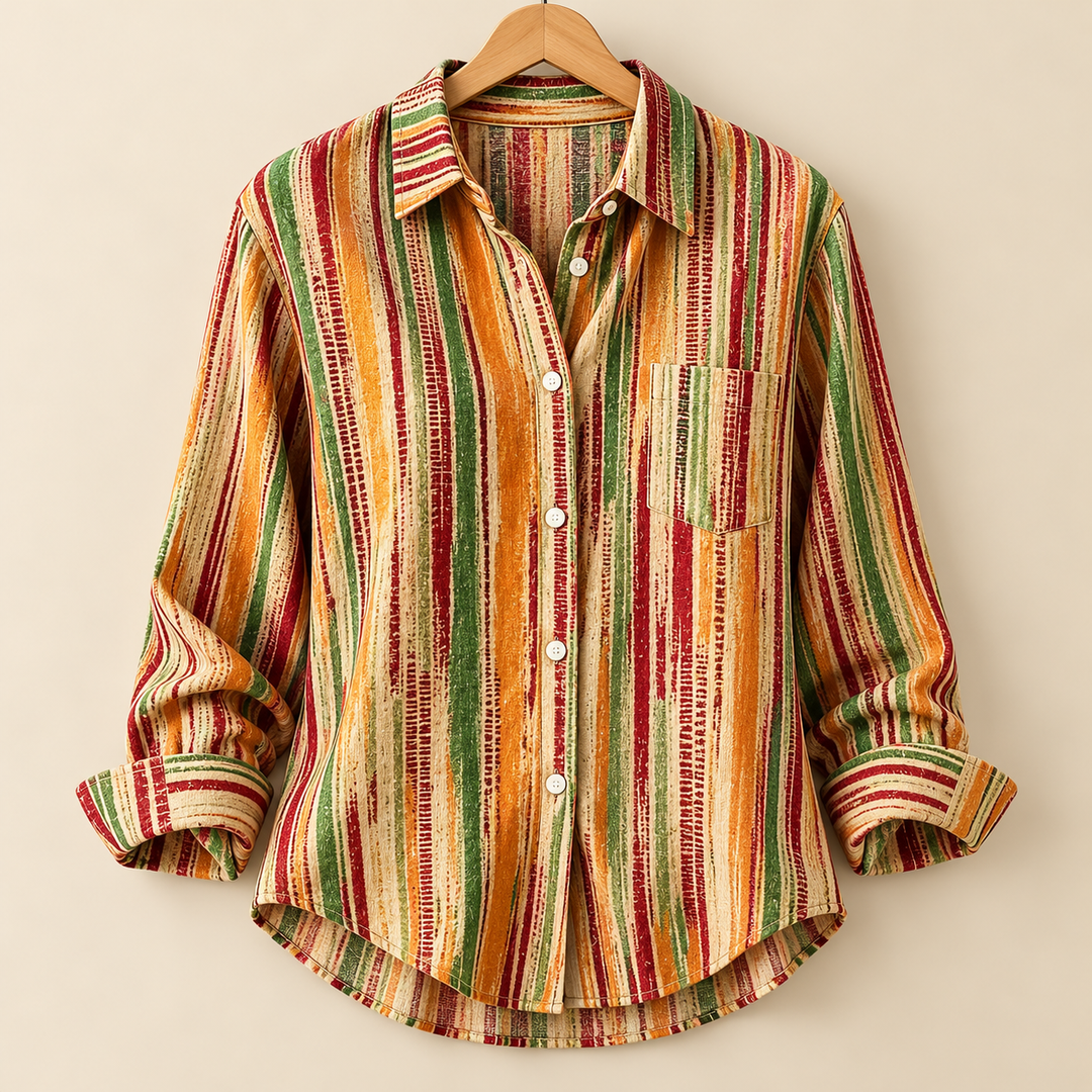 Sylvia | Vintage Striped Button Blouse