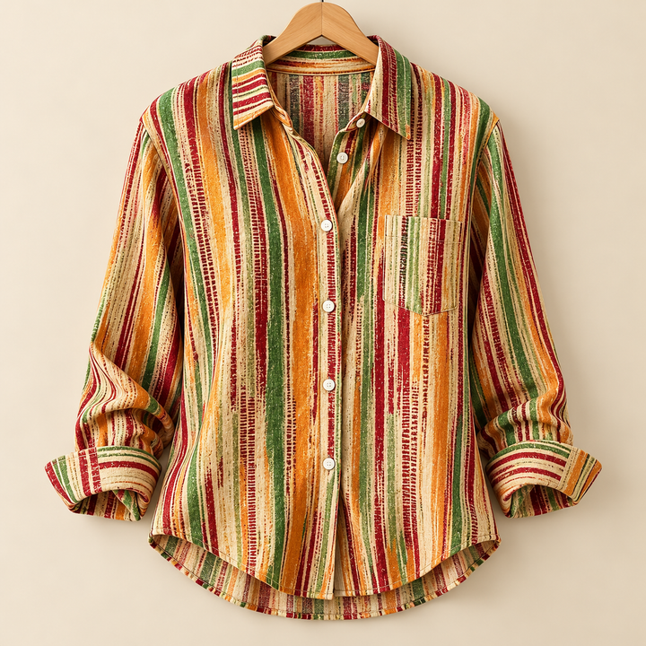 Sylvia | Vintage Striped Button Blouse