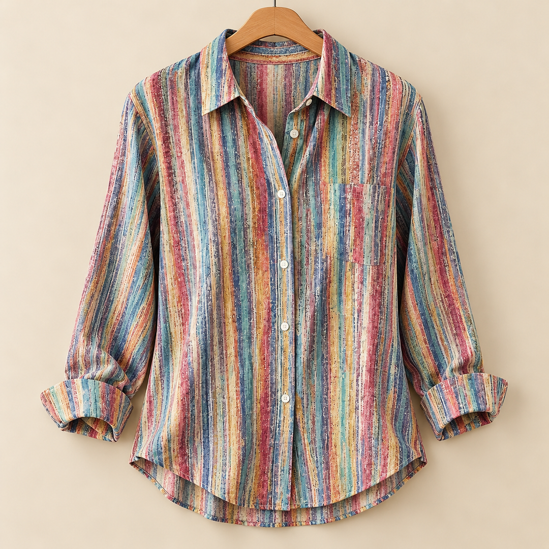 Sylvia | Vintage Striped Button Blouse