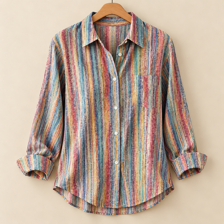 Sylvia | Vintage Striped Button Blouse