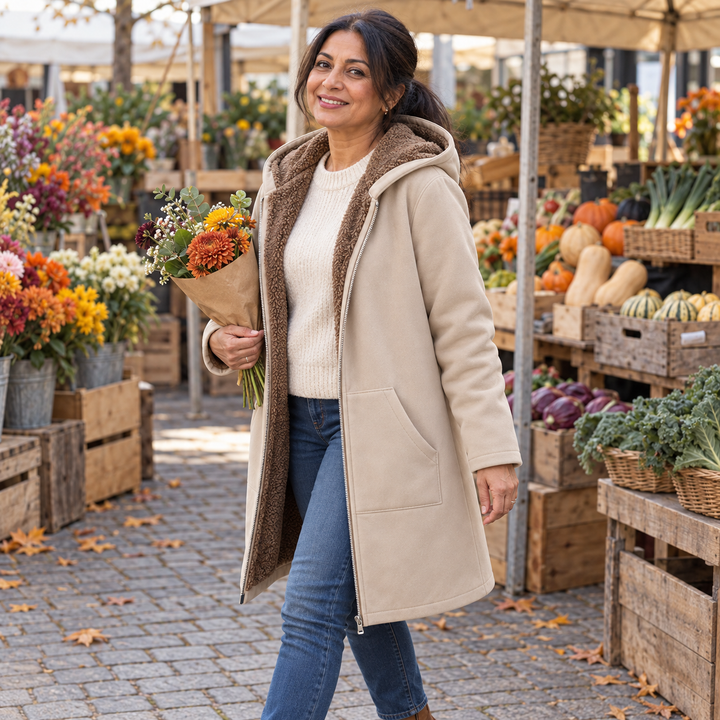 Iris | Cozy Sherpa-Lined Hooded Coat