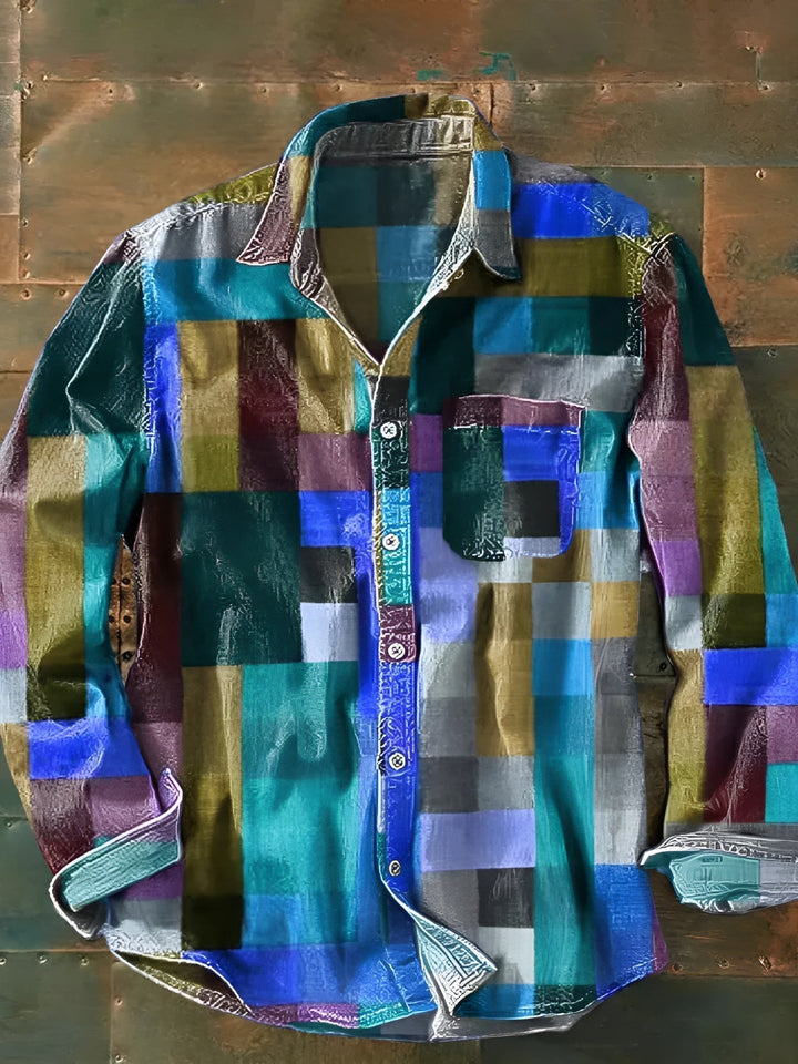 Russell | Retro Patchwork Button Shirt