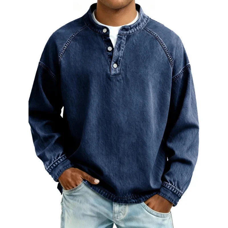 Harvey | Vintage Henley Denim Shirt
