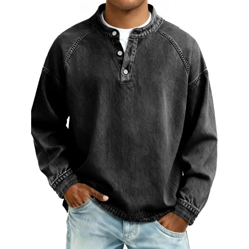 Harvey | Vintage Henley Denim Shirt