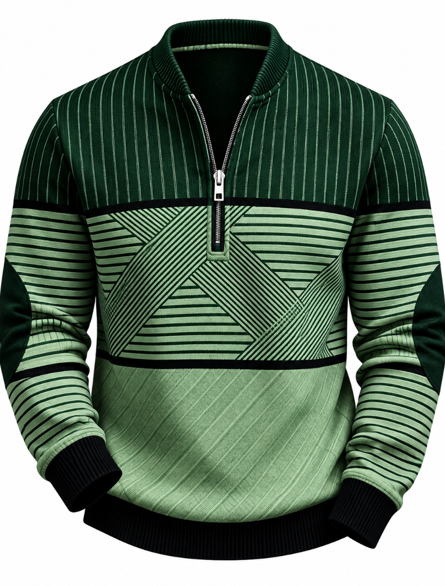 Preston | Geometric Block Half-Zip Sweater