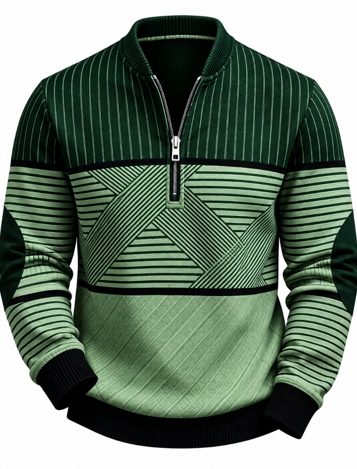 Preston | Geometric Block Half-Zip Sweater