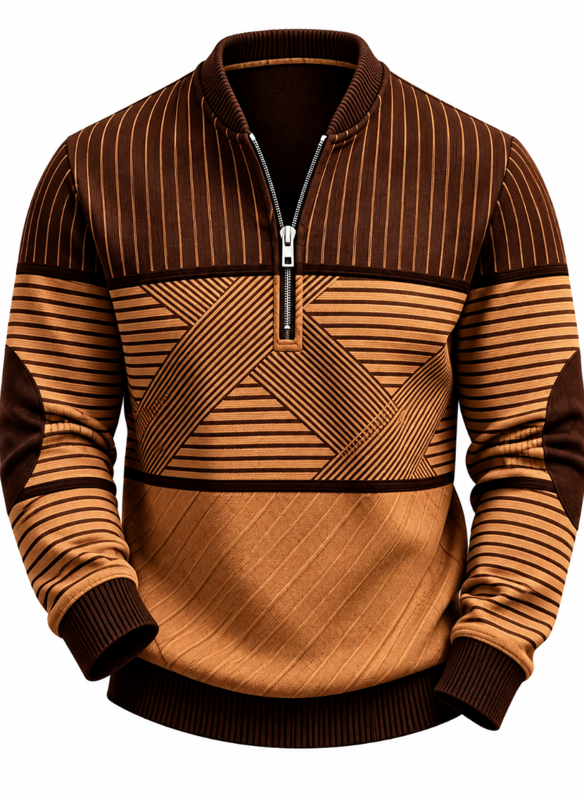Preston | Geometric Block Half-Zip Sweater