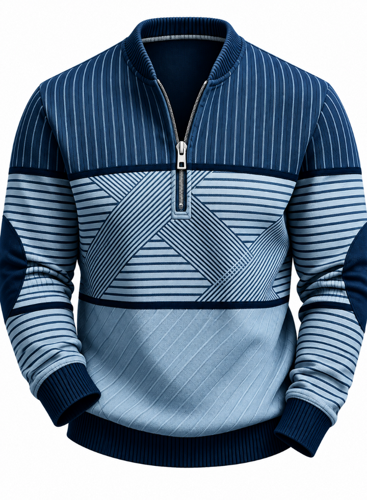Preston | Geometric Block Half-Zip Sweater