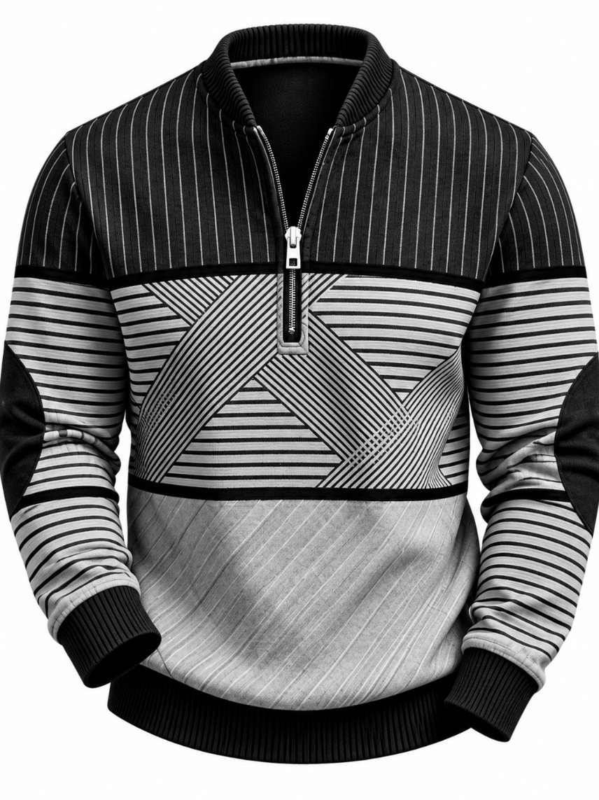 Preston | Geometric Block Half-Zip Sweater