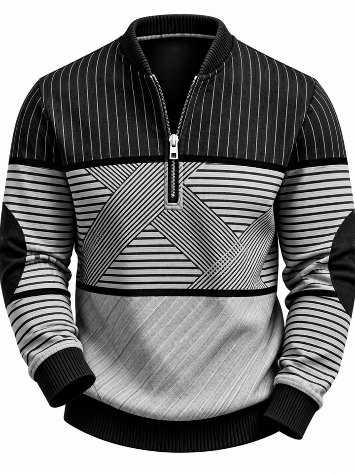 Preston | Geometric Block Half-Zip Sweater